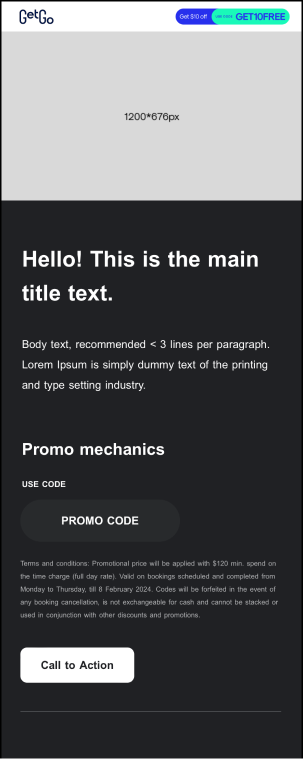 Campaign template, dark mode